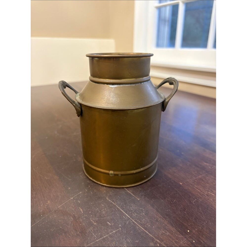 Brass-Tone Decorative Milk Can Vase